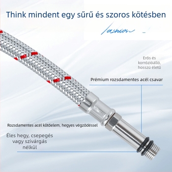 304 rozsdamentes acél meleg- és hidegvíz bevezető tömlő mosogatókhoz, HL-11, beépítés: behelyezés, 0,8 MPa, 80°C, Minlida, modern minimalista stílus