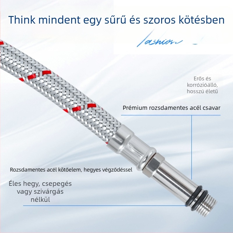 304 rozsdamentes acél meleg- és hidegvíz bevezető tömlő mosogatókhoz, HL-11, beépítés: behelyezés, 0,8 MPa, 80°C, Minlida, modern minimalista stílus