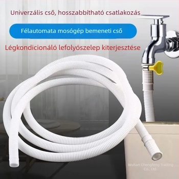 Többfunkciós vízellátó- és lefolyócső mosógéphez és klímához – PE anyag, Modell 1, bemeneti és lefolyó kettős használat