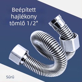 304 rozsdamentes acél görbült belső tömlő WC-hez, menetes csatlakozás, 1.0 MPa, 100°C