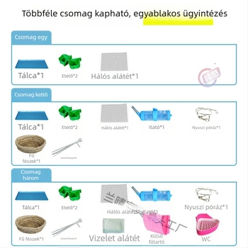Nagy nyúlketrec – fém, teljes készlet vécével, összecsukható
