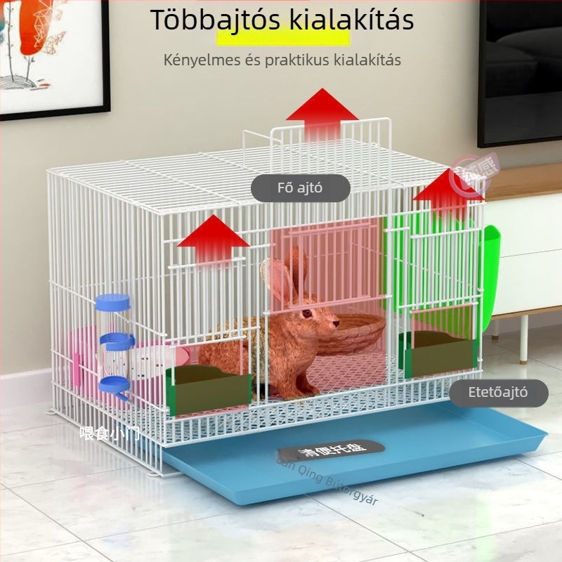 Nagy nyúlketrec – fém, teljes készlet vécével, összecsukható