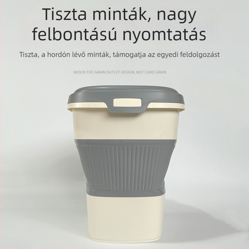 26 literes összecsukható eteltároló tartály háziállatok számára, zárható, nedvességálló, macska- és kutyatáp számára