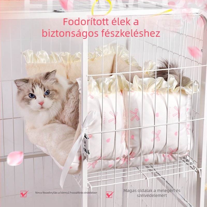 Téli macskaodú fleece béléssel, vastag kerettel és rögzítő pánttal – meleg és kényelmes