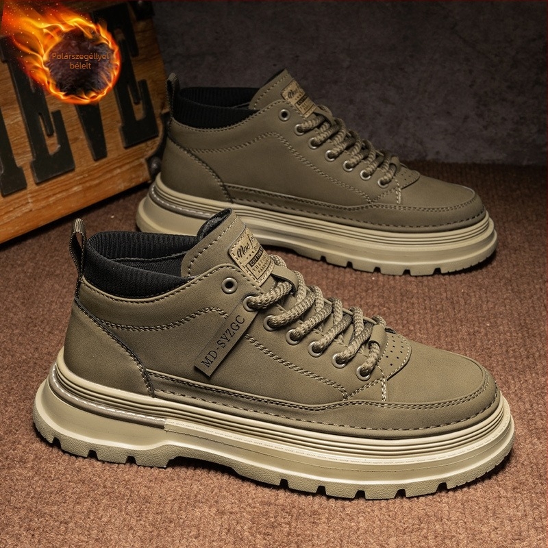 Férfi Martin csizma, magas, mikroszálas bőr, vízálló és lélegző, térd fölé érő, 1–3 cm-es süllyesztett sarok, tél 2024