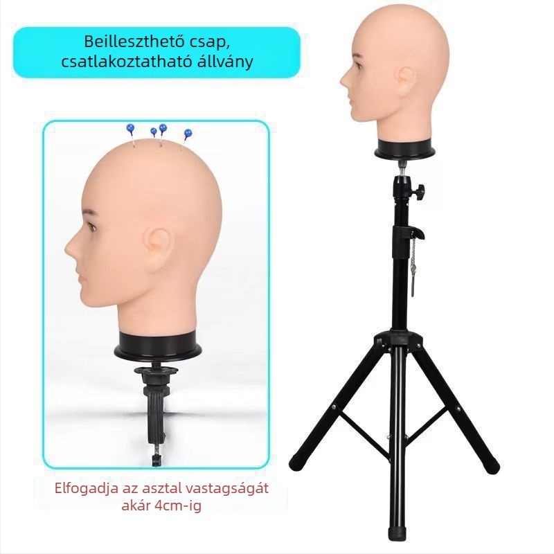 Paróka fej modell - hosszú, egyenes haj frufival, selyem hajanyag, festhető vagy göndöríthető