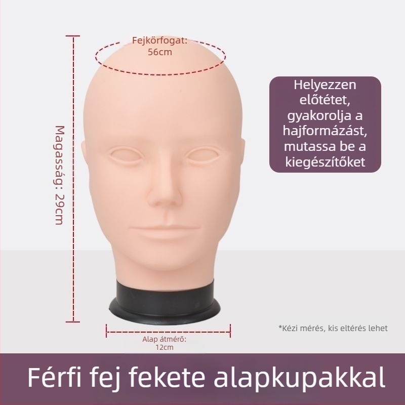 Paróka fej modell - hosszú, egyenes haj frufival, selyem hajanyag, festhető vagy göndöríthető