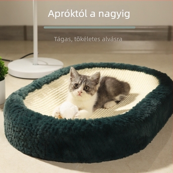 Brushi Kisállat-nest sisal kötél a karmoláshoz és plüss belsővel, ovális forma, kopásálló kutyáknak