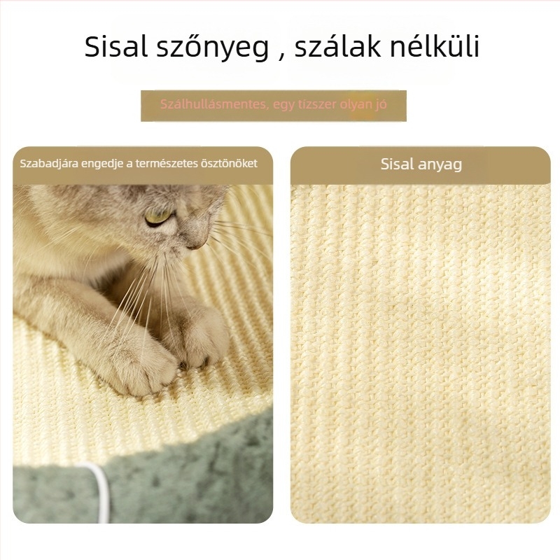 Brushi Kisállat-nest sisal kötél a karmoláshoz és plüss belsővel, ovális forma, kopásálló kutyáknak
