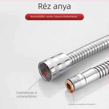 Konyhai kihúzható permetezőcső, rozsdamentes acél, réz mag, spirálcsavaros csatlakozás, modell BNL-0121, névleges nyomás 10