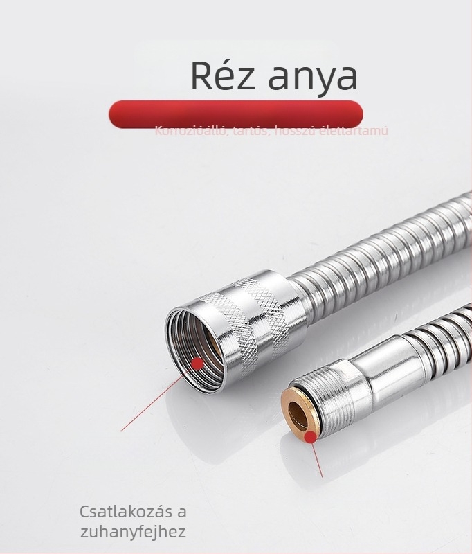 Konyhai kihúzható permetezőcső, rozsdamentes acél, réz mag, spirálcsavaros csatlakozás, modell BNL-0121, névleges nyomás 10