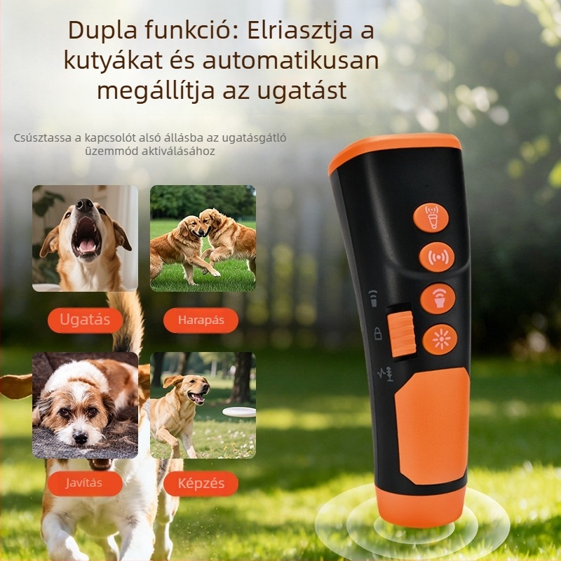 Hordozható ultrahangos kutyariasztó, kézi működtetés, kültéri, anti-bark eszköz