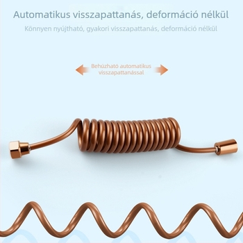 TPU rugós teleszkópos vízcső, modell RG010131-23, névleges nyomás 15 kg, működési hőmérséklet 0–90°C, menetes csatlakozás