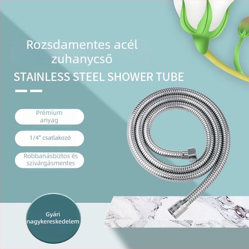 Rozsdamentes acélból készült robbanásbiztos zuhanycső menetes csatlakozással, névleges nyomás 2.0, 0–90°C működési tartomány