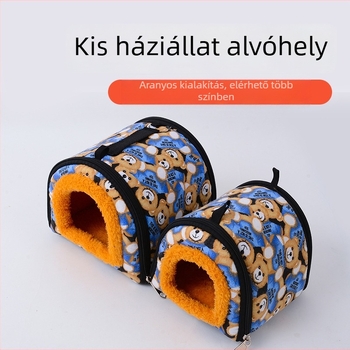 Hörcsög fészek, pamutból, kör alakú formájú, hordozható, beltéri használatra, rajzfilmszerű stílus