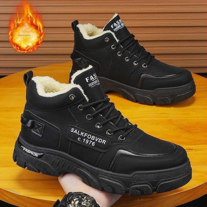 Férfi téli magasszárú Martin csizma, fleece bélés, vízálló, csúszásmentes, meleg, PU felsőrész, EVA talpbetét