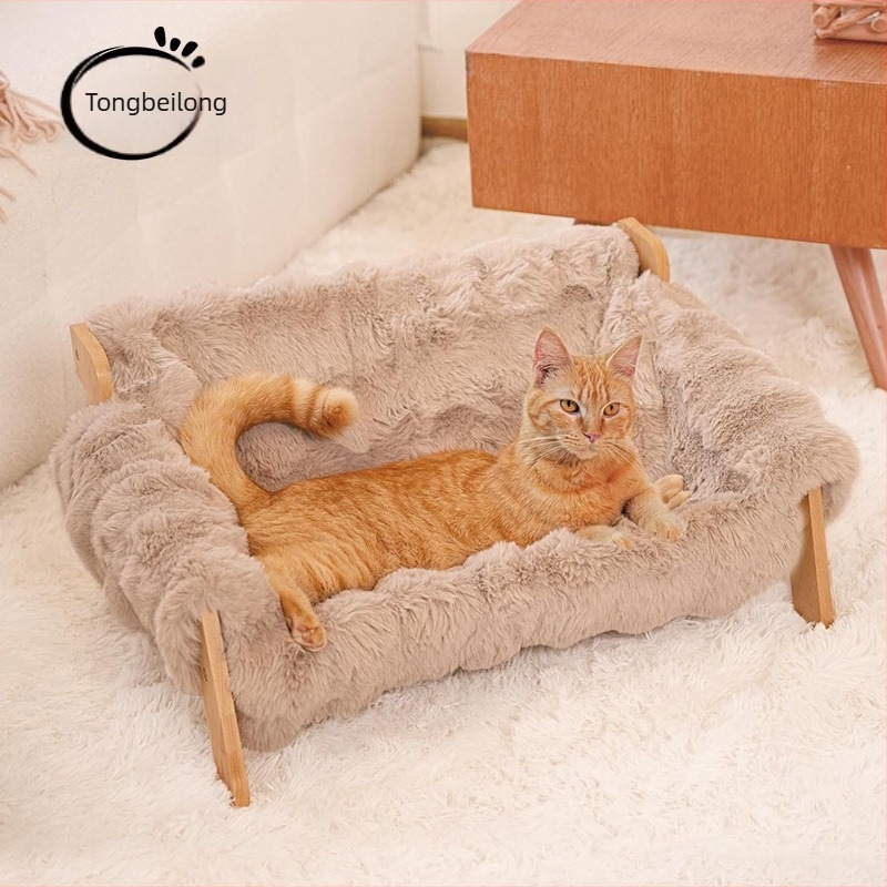 Pamut macskafészek – minden évszakra; beltéri és kültéri használatra, macskáknak, melegen tart
