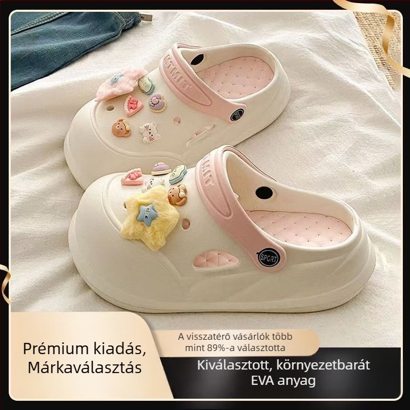 Női nyári szandálok magasított, vastag talppal, csúszásmentes, DIY színblokkal