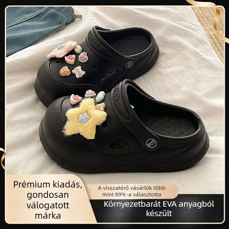 Női nyári szandálok magasított, vastag talppal, csúszásmentes, DIY színblokkal
