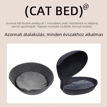 Tojás alakú macskafészek filcből, teljesen zárt, levehető és mosható, téli melegen tartó