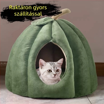 Nagy meleg, zárt macska fészek mély alváshoz, tök alakú jurta stílusban