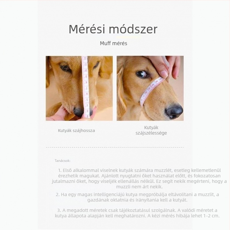 Állítható kutyaszájkosár harapás elleni, evés- és ugatás elleni védelemmel; légáteresztő és lehetővé teszi a víz ivását nagytestű kutyáknak