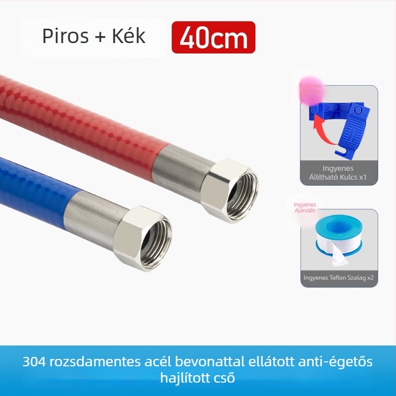 Rozsdamentes acél hullámos vízcső bojlerhez, 4-pontos interfész, 304, 3 MPa, 100°C