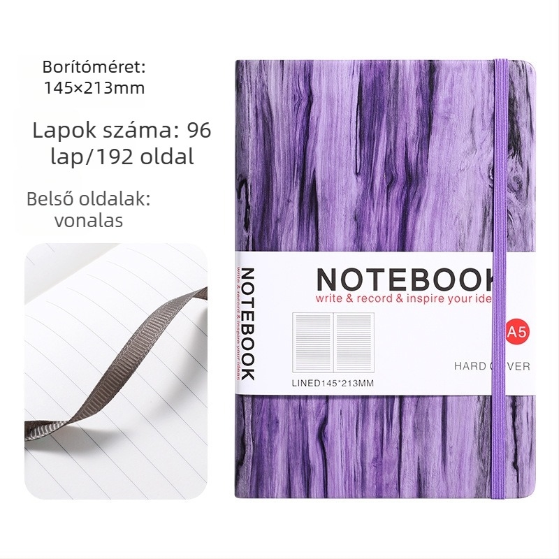 Yulin notesz PU borítóval, szálas ragasztott kötés, Daolin papír 80gsm, 100–200 oldal