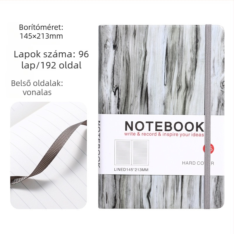 Yulin notesz PU borítóval, szálas ragasztott kötés, Daolin papír 80gsm, 100–200 oldal