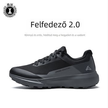 Férfiaknak készült könnyű, légáteresztő hálós futócipő, sétáláshoz – egész éves használatra, csúszásmentes talp, zsinórzat, alacsony felső rész