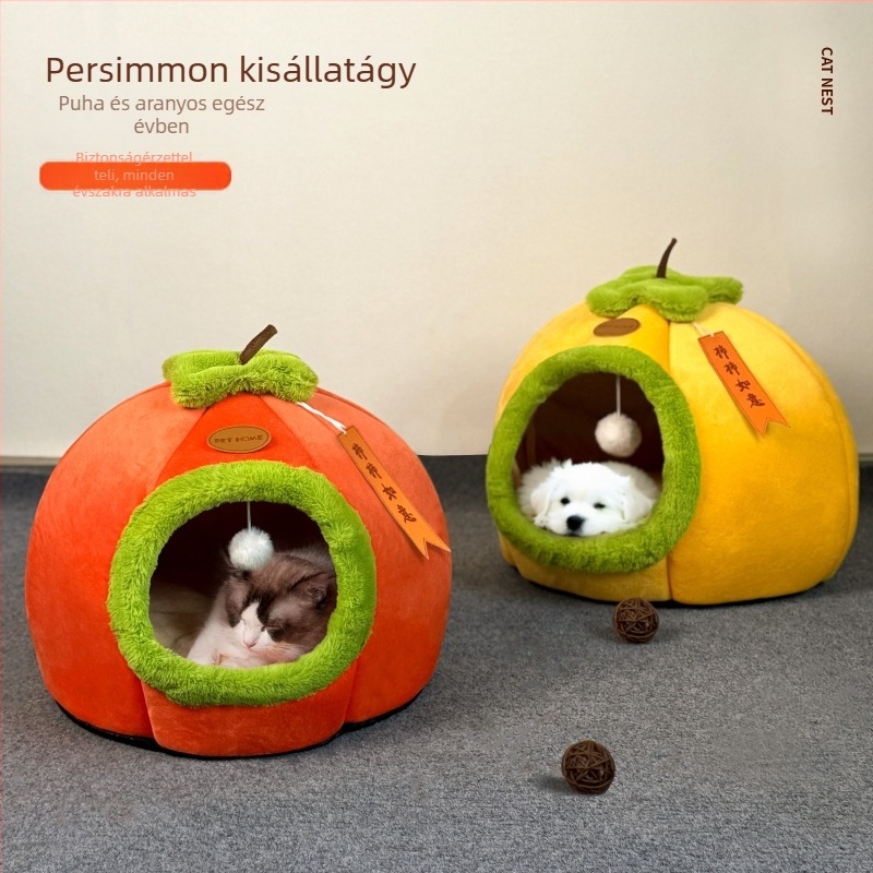 Zárt kisállatfészek macskáknak és kutyáknak — téli meleg, vastag, párnázott ház