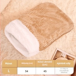 Macska alvózsákfészek fél-lyukkal – beltéri használatra, meleg egész évben