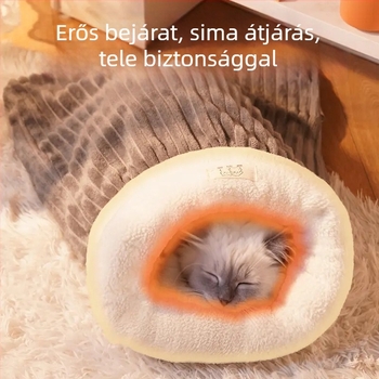 Macska alvózsákfészek fél-lyukkal – beltéri használatra, meleg egész évben