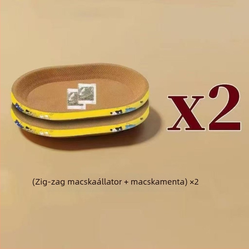Macska karmoló deszka, ovális alak, hullámos papírból készült, tartós, aranyos stílus