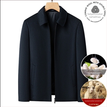 Dzseki gyapjú-selyem-kasmír keverék – cipzár – gallér – szűk fazon