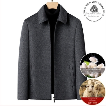 Dzseki gyapjú-selyem-kasmír keverék – cipzár – gallér – szűk fazon