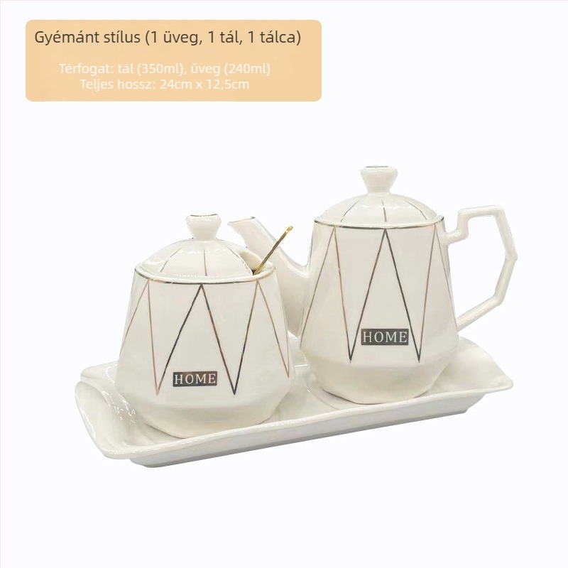 Kerámia fűszertartó készlet konyhához só- és cukor- és ecetüvegekkel – kínai stílus, fúrás nélkül; Anyag: kerámia; Kategória: fűszertartó állvány