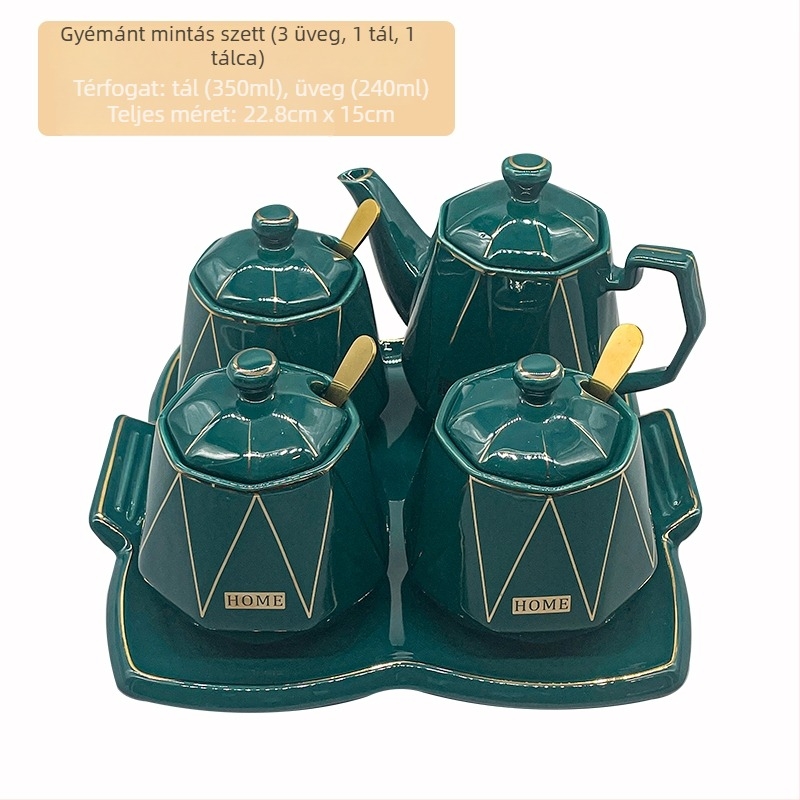 Kerámia fűszertartó készlet konyhához só- és cukor- és ecetüvegekkel – kínai stílus, fúrás nélkül; Anyag: kerámia; Kategória: fűszertartó állvány