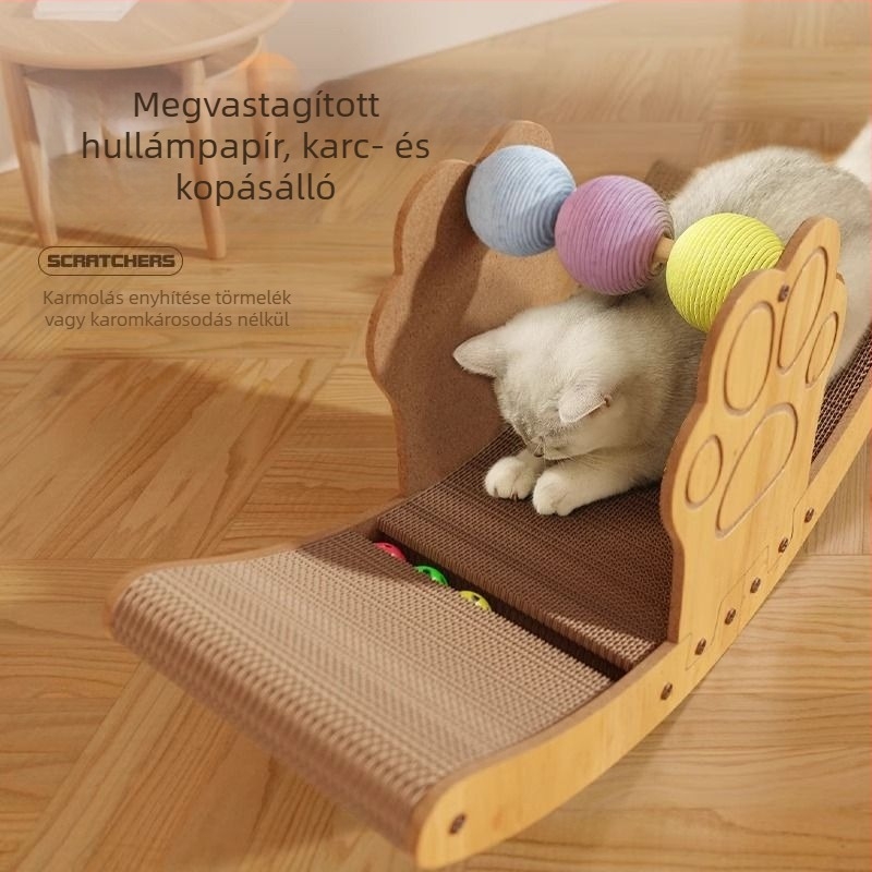 Macska karmolódeszka és fekhely, tartós és karcálló, nagy méretű, kettős használatú 3D karmolódeszka macskákkal