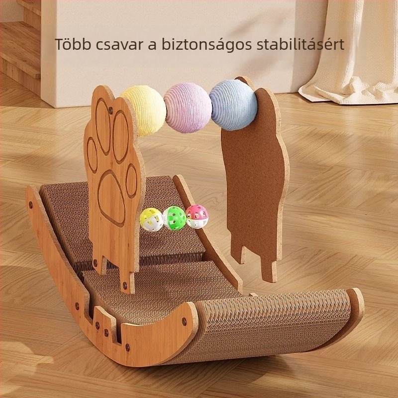 Macska karmolódeszka és fekhely, tartós és karcálló, nagy méretű, kettős használatú 3D karmolódeszka macskákkal