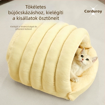 Zárt macskafészek téli melegséggel, biztonságos kialakítás, minden évszakban használható, macska- és kutyafészek