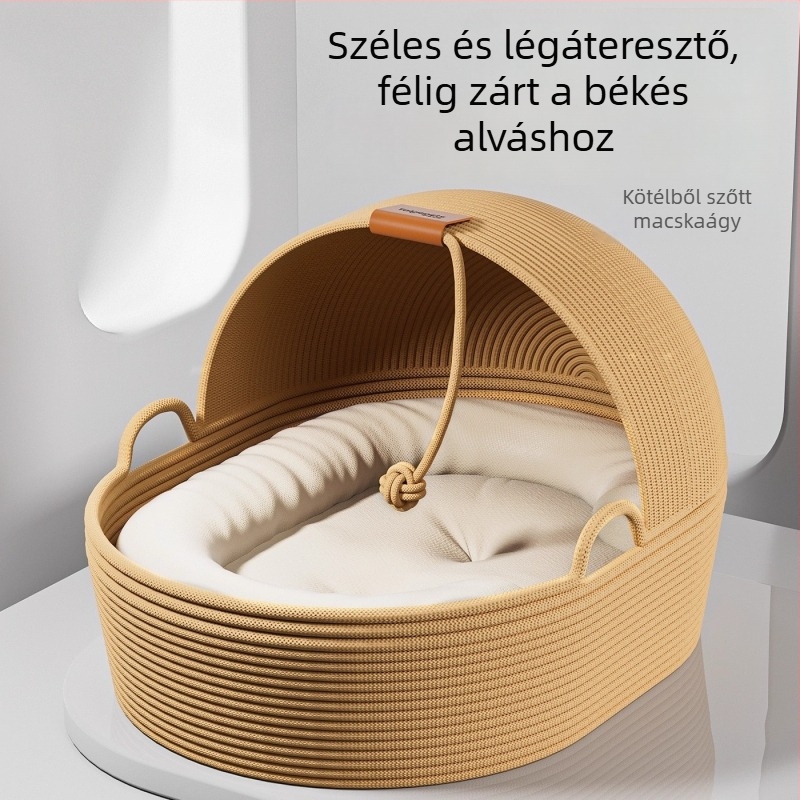 Rattan macskamedence kötél szövésű, fél-nyitott, téli meleg, egész éves használatra