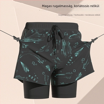 Férfi úszónadrág, gyorsan száradó, dupla béléses, laza szabás, felnőtteknek, ideális tengerparti nyaralásokhoz és termálfürdőkhez