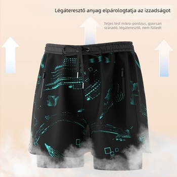 Férfi úszónadrág, gyorsan száradó, dupla béléses, laza szabás, felnőtteknek, ideális tengerparti nyaralásokhoz és termálfürdőkhez