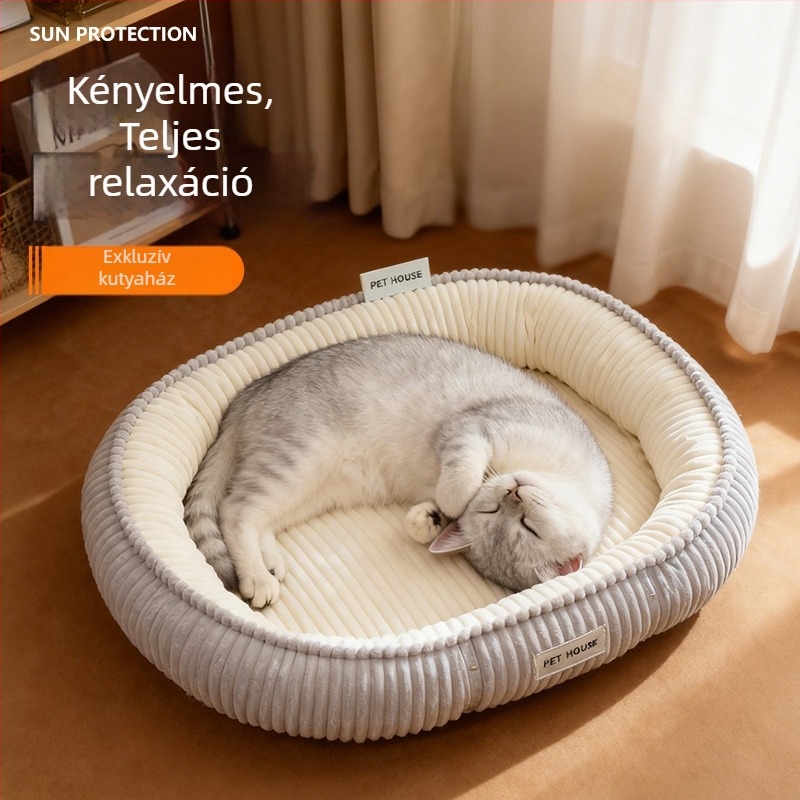 Macska odú textilemből – beltéri használatra, melegen tart, alkalmas macskáknak (fajták: Folded Eared, British Shorthair, Ragdoll, Birman)