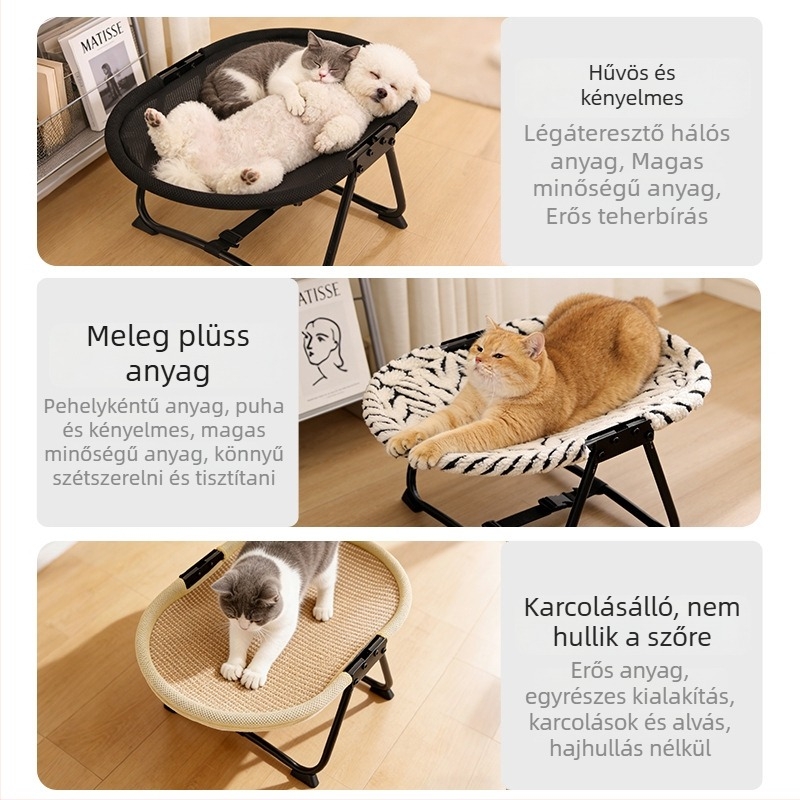 Összecsukható macskafészek - lélegző textil, négy évszakos használatra, beltéri és kültéri