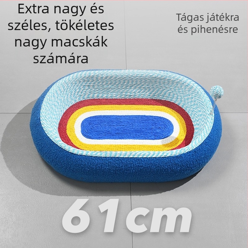 Macskaodú és kaparódeszka egyben, négy évszakos, nagy méretű sisalból készült ágy, kopásálló és szálmentes