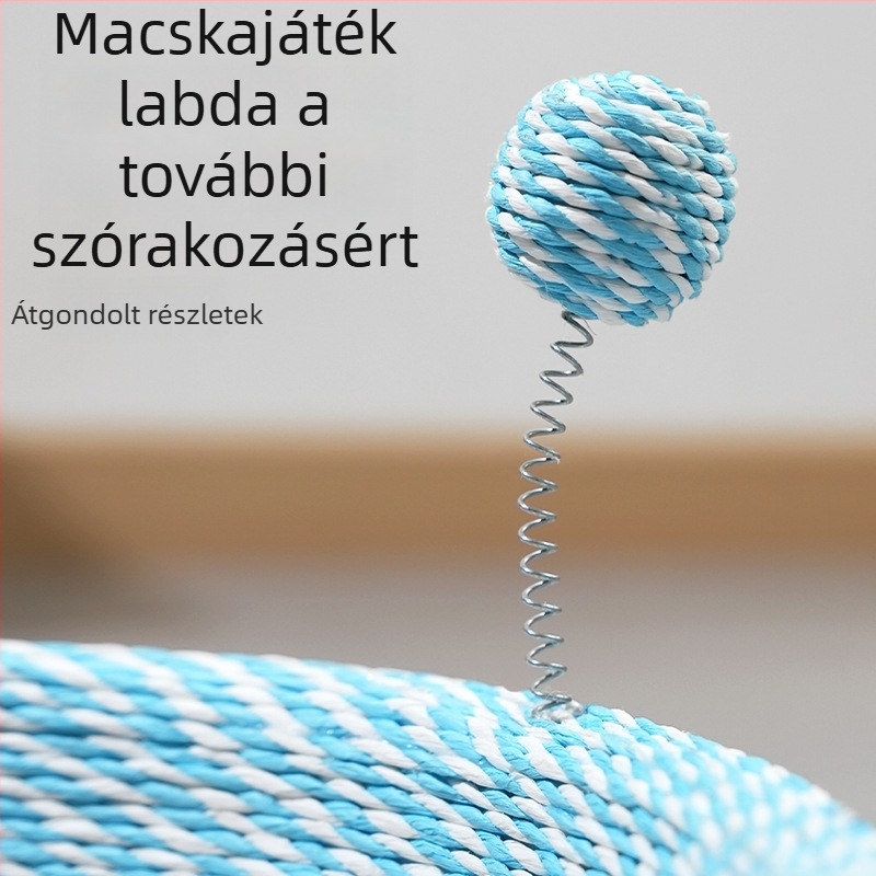 Macskaodú és kaparódeszka egyben, négy évszakos, nagy méretű sisalból készült ágy, kopásálló és szálmentes