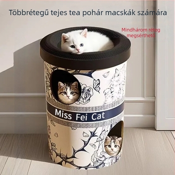 Macska kaparó deszka és fészek — hullámkartonból, 1 doboz, aranyos stílus.