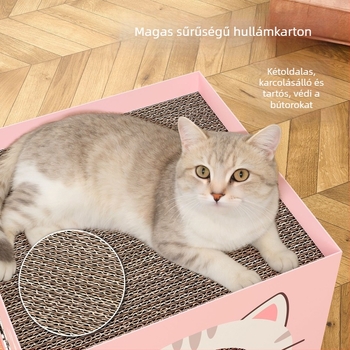Kör alakú macska kaparóágy – integrált dizájn, hullámkarton anyag, karikatúra stílus, márka HELLOLEIBOO/Laiben, modell 1, 1 darab a csomagban